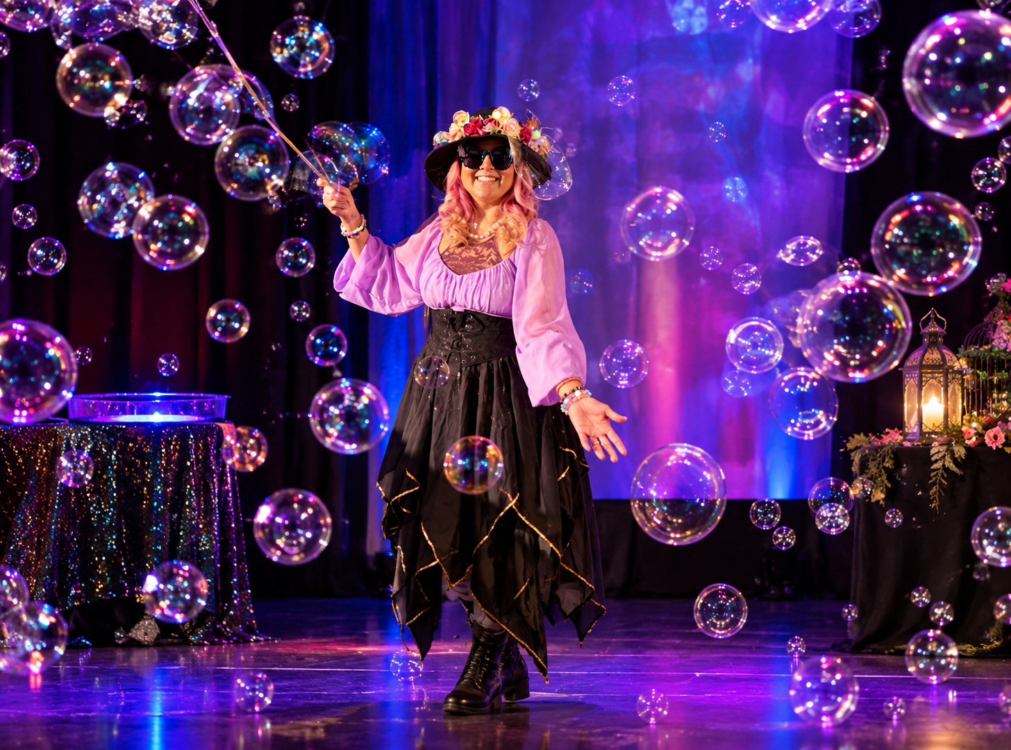 Indoor bubble fun performer at an event